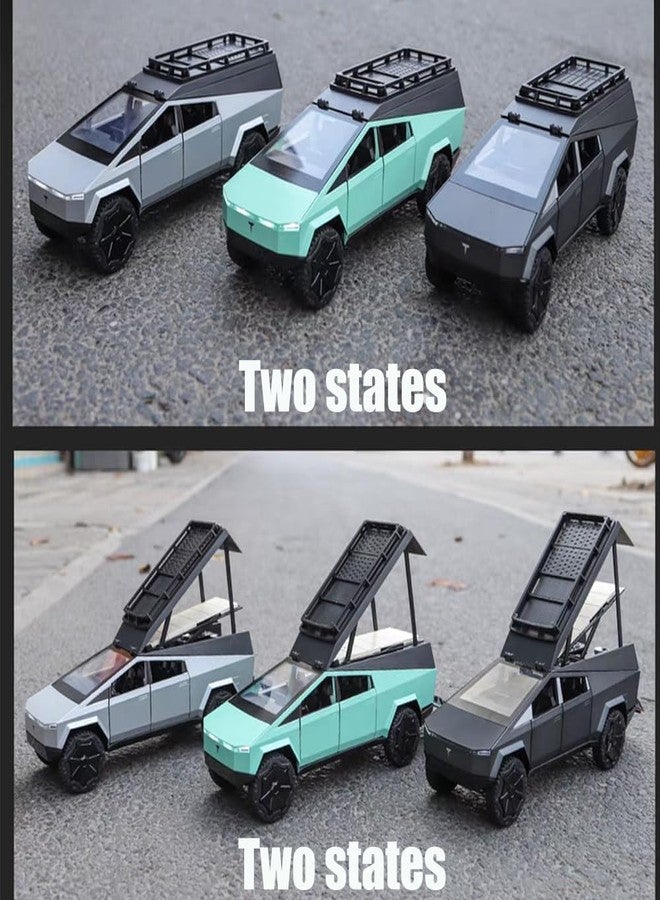 KENIRY Scale Exclusive Alloy Metal Pull Back Die-cast Car Model with Sound Light Mini Auto Toy for Kids Metal Model Toy Car with Sound and Light (1:24 Scale Tesla Pickup Classic -Black) - Image 5
